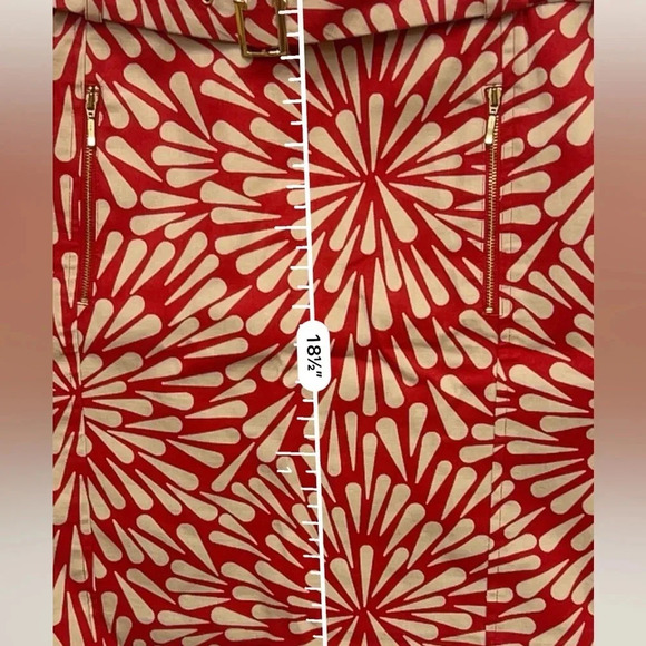 Talbots starburst pattern red and off white belted skirt, zipper pockets size 12 - Picture 12 of 12